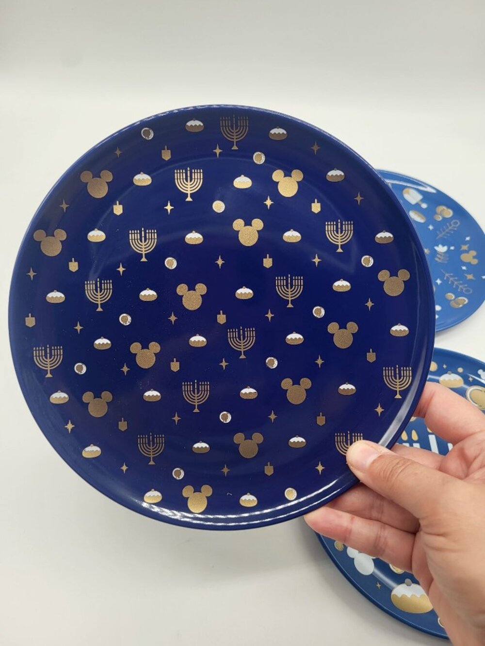 Disney Parks Hanukkah Holiday Plates Blue Set of 4 Mickey Mouse Salad Dessert - Picture 3 of 8